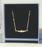 Dainty Solid Gold Bead Necklace: Freshwater Pink Pearl Accent - Image 7