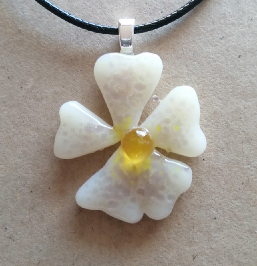 Fused Glass Blossom Necklace -yellow