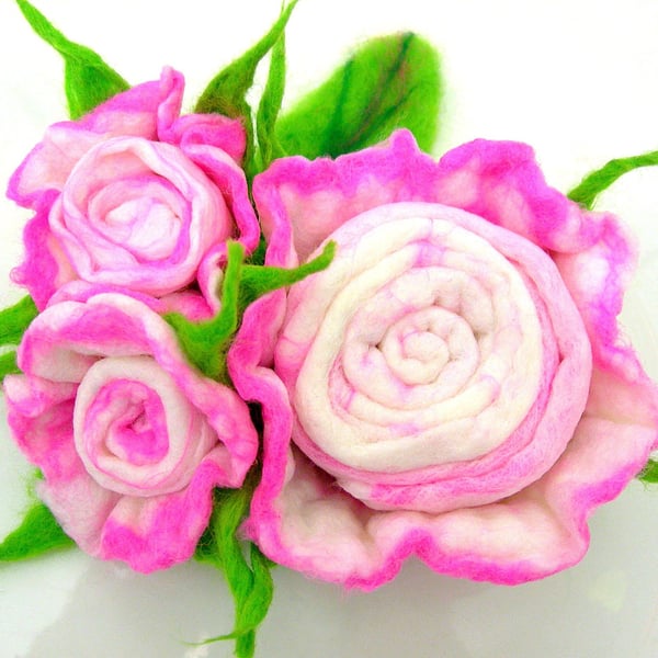   SALE...  Hand Felted, Wool Jewelry felted BROOCHES FELTED -100% WOOL MERINO