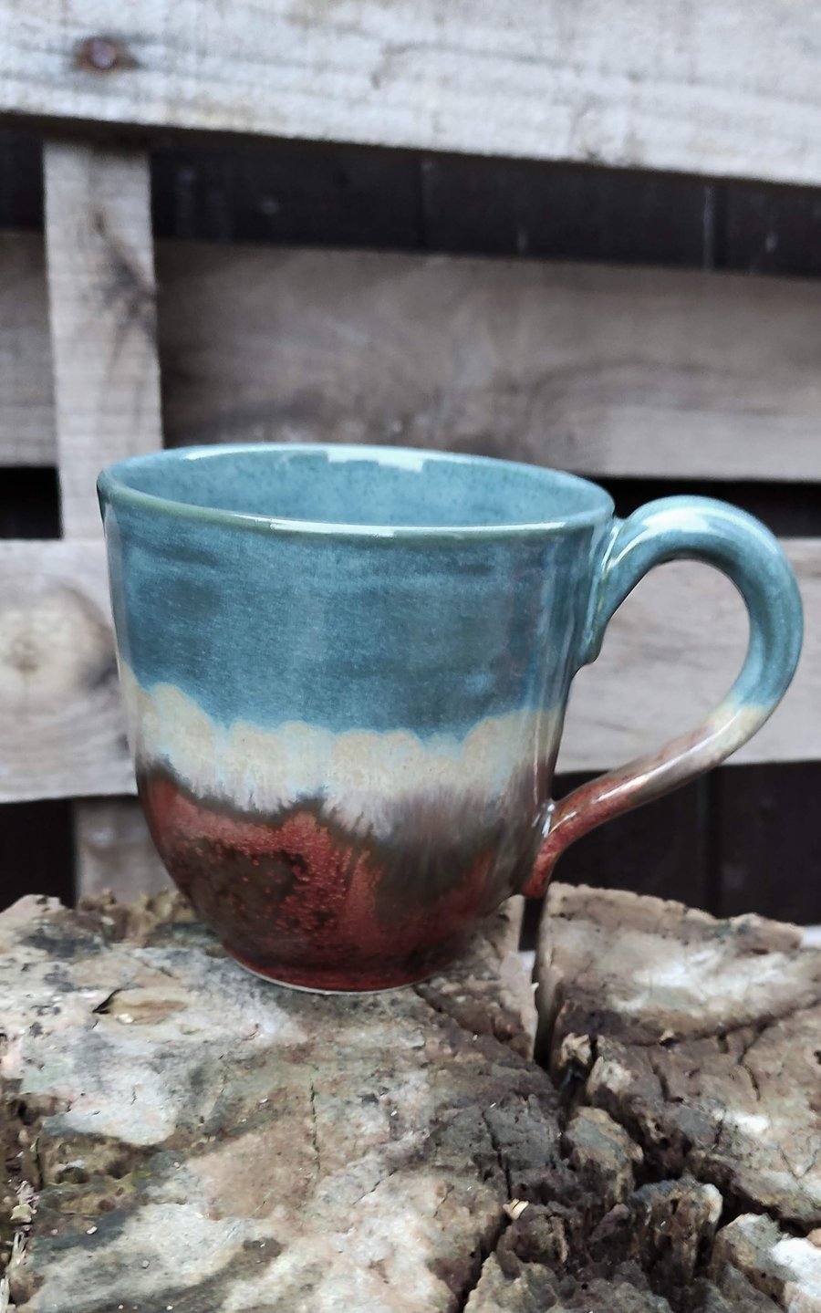 3-layer green & copper mug
