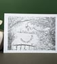 Viewpoint Pencil Art Card: Blank or Personalised A6-Size Greetings Card - Image 3