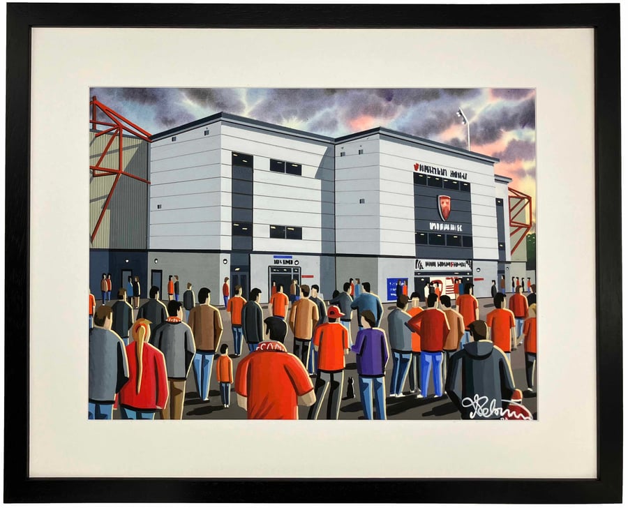 Morecambe, Mazuma Stadium. Framed Football Art Print. 20" x 16" Frame Size