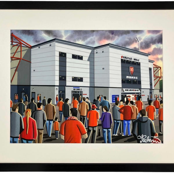 Morecambe, Mazuma Stadium. Framed Football Art Print. 20" x 16" Frame Size