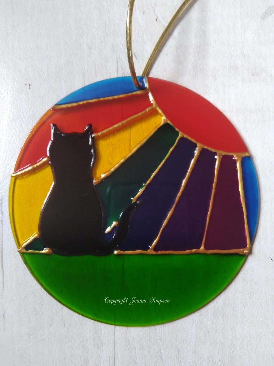 Cat Rainbow Sunshine pet memorial sun catcher decoration