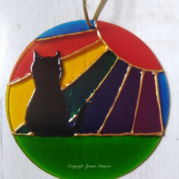 Cat Rainbow Sunshine pet memorial sun catcher decoration