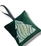 Velvet Lavender Sachet, Hand Printed Lavender Bag, Christmas Tree Ornament 