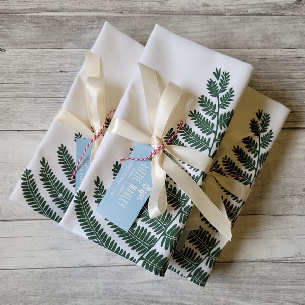 Hand printed Fern napkins