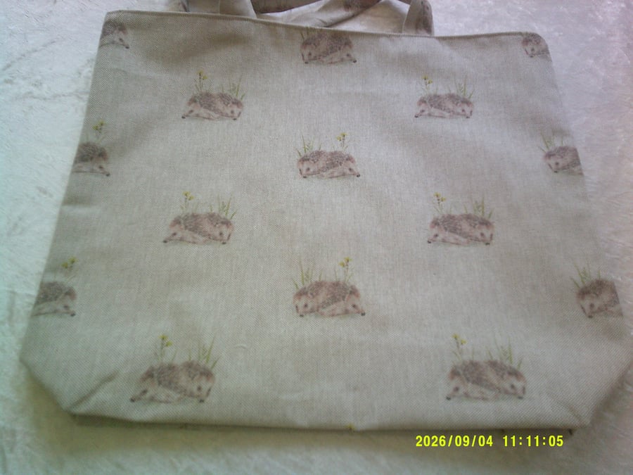 Hedgehogs on Beige Fabric Bag