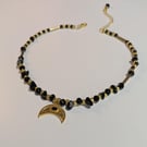 Black and Gold Moon Necklace