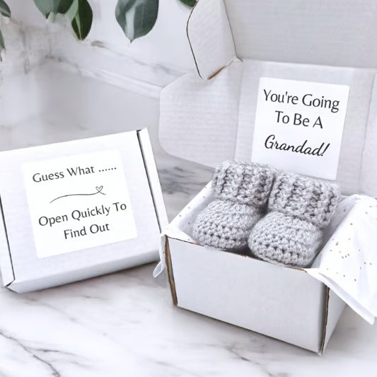 Grandad to be Pregnancy Announcement Gift - Baby Booties Reveal
