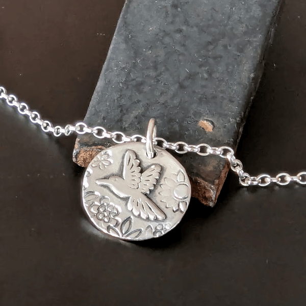 Sterling Silver Humming Bird Garden pendant