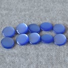 DESTASH: 10 Vintage 20mm Blue Pearlescent Plastic Shank Buttons 