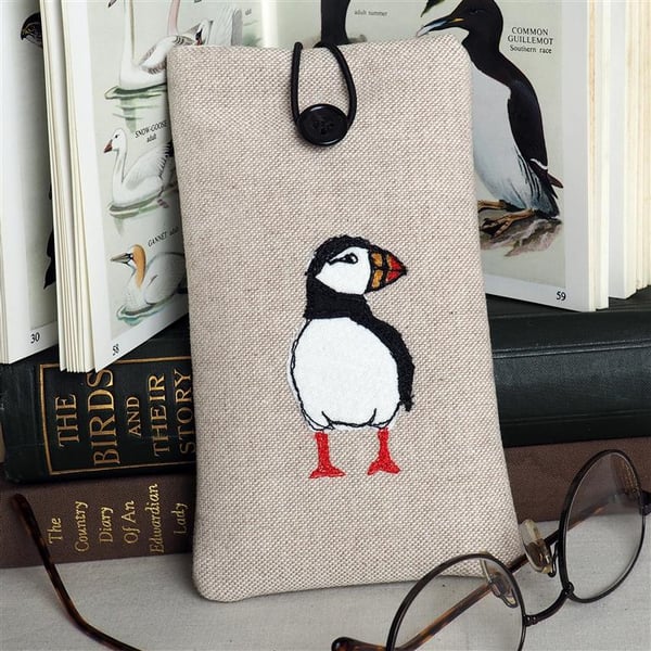 Glasses Spectacles Case Handmade Puffin Nature Wildlife Seaside 