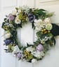 Handmade English Country Door Wreath - Ivory & Lilac Rose Wreath