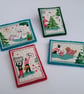 Christmas Brooch - Nostalgic Winter Scene pin brooch in fabric and felt