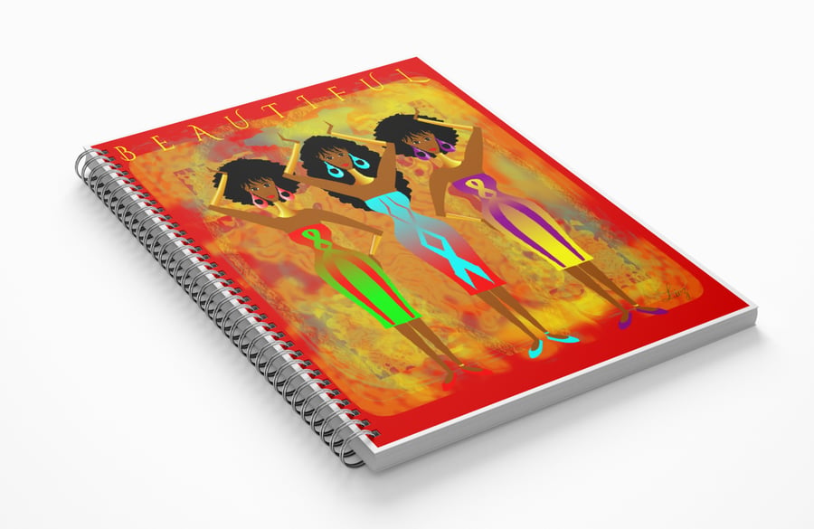 Beautiful AFRO ETHNIC - Red Orange A5 Unique Art Printed Notebook by Livz Design