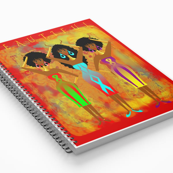 Beautiful AFRO ETHNIC - Red Orange A5 Unique Art Printed Notebook by Livz Design