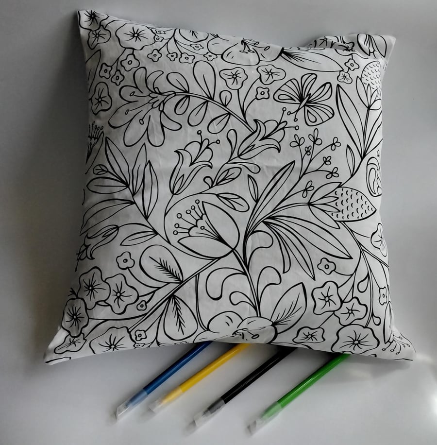 SALE - Floral Cushion Cover to Colour, Letterbox Gift