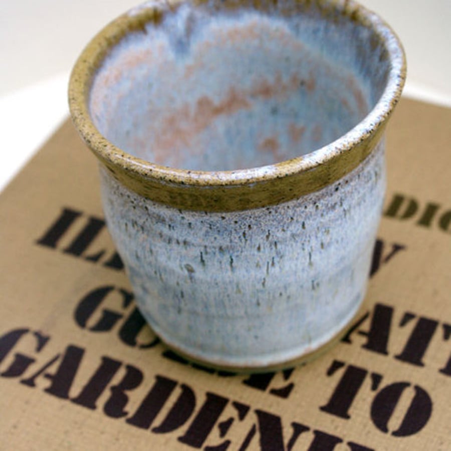 Ceramic planter - handmade plant pot in white and beige thrown on the wheel