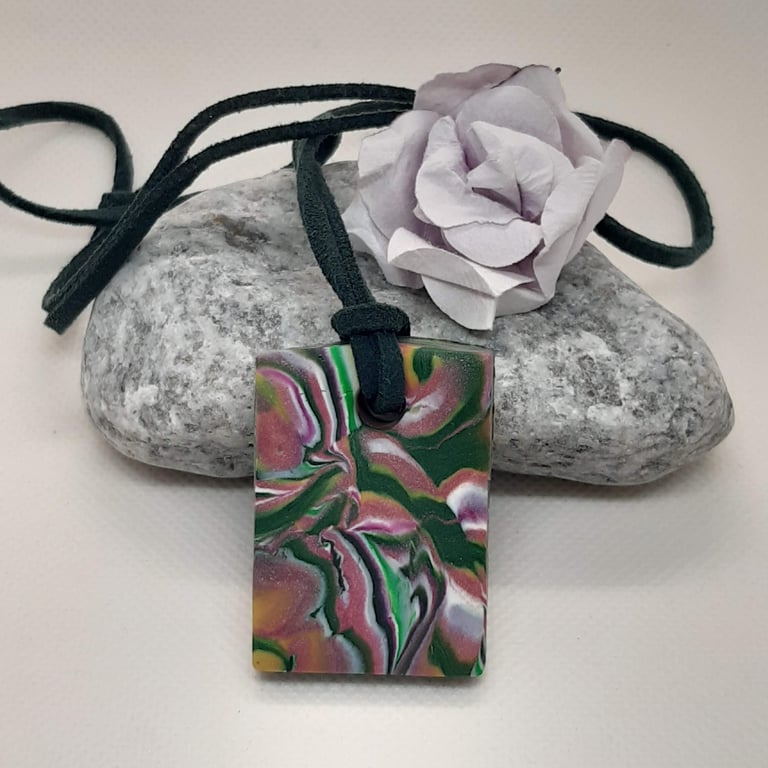 Multi coloured rectangular pendant