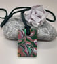 Brightly coloured polymer clay rectangular pendant - Image 4