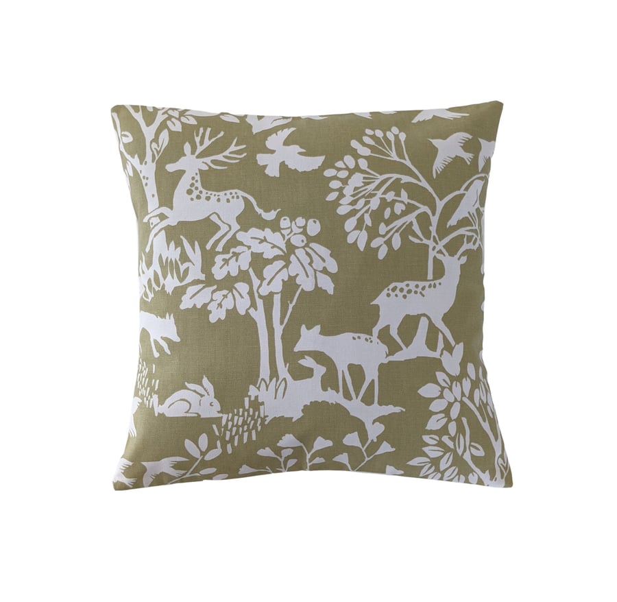 Green Woodland Creatures Cushion Cover 14" 16" 18" 20"