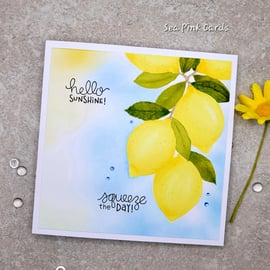  Card - birthday cards handmade lemon sunshine blue sky 