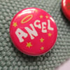 Angel pin badge button, pink, Back to school Christmas, stocking filler gift