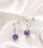 Natural Amethyst & Sterling Silver Chain Drop Earrings – Handmade - Image 2