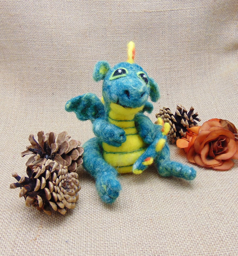 Baby Dragon Figurine, Soft Dragon Sculpture, Felted Cute Little Dragon