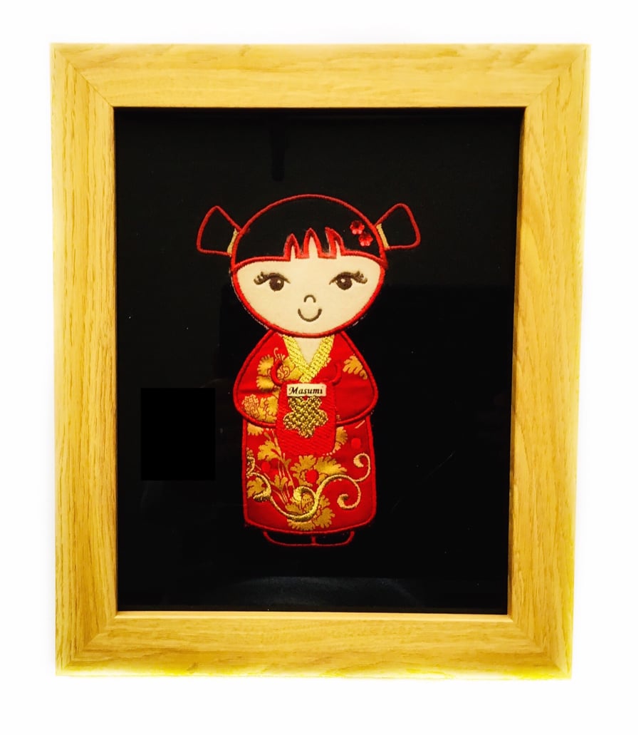 Embroidered Japanese Kokeshi Doll picture - Masumi