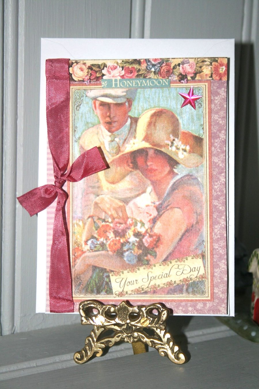 Vintage-style Wedding Card - Pretty Card - Special Wedding Card