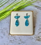 Ice Blue Confetti Acrylic Elegant Drop Earrings