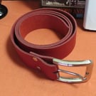 Red genuine leather belt made to fit your size!