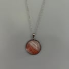 Stainless steel necklace with hand-painted acrylic design