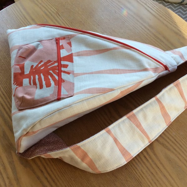 Ergonomic asymmetrical Toots Totes “Saffron” backpack in Skinny laminx fabric