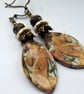 Artisan Ceramic Art Nouveau Style Alphonse Mucha Earrings, Vintage Style OOAK