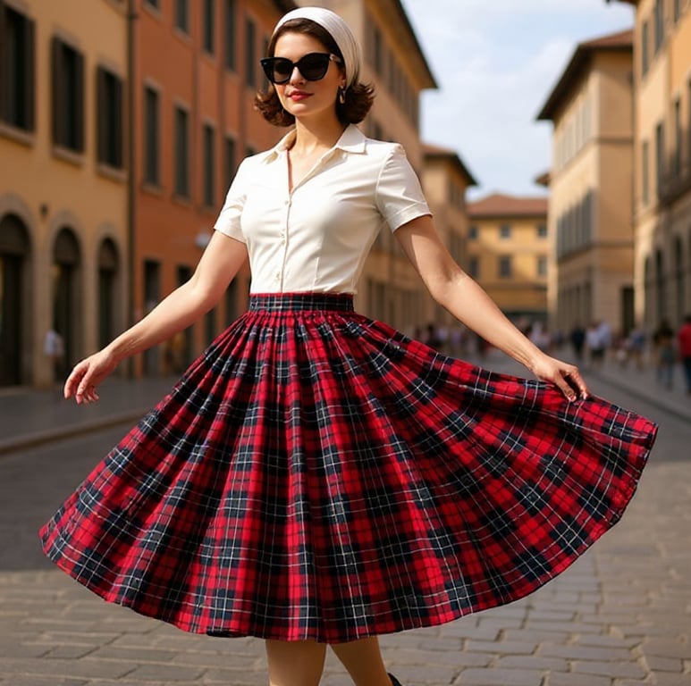 Highland Tartan 1950s Vintage Retro Rockabilly Circle Skirt women's Sizes 10-26