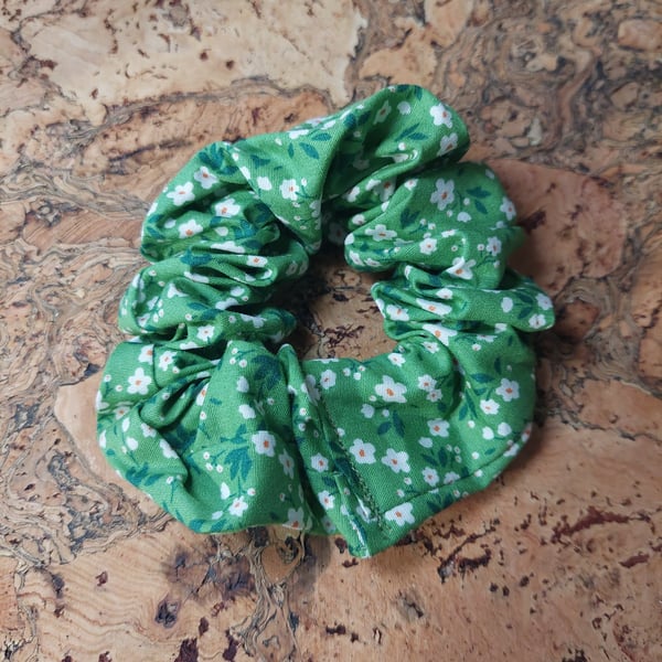 green floral scrunchie 