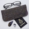Harris Tweed eyeglasses case in dark brown herringbone