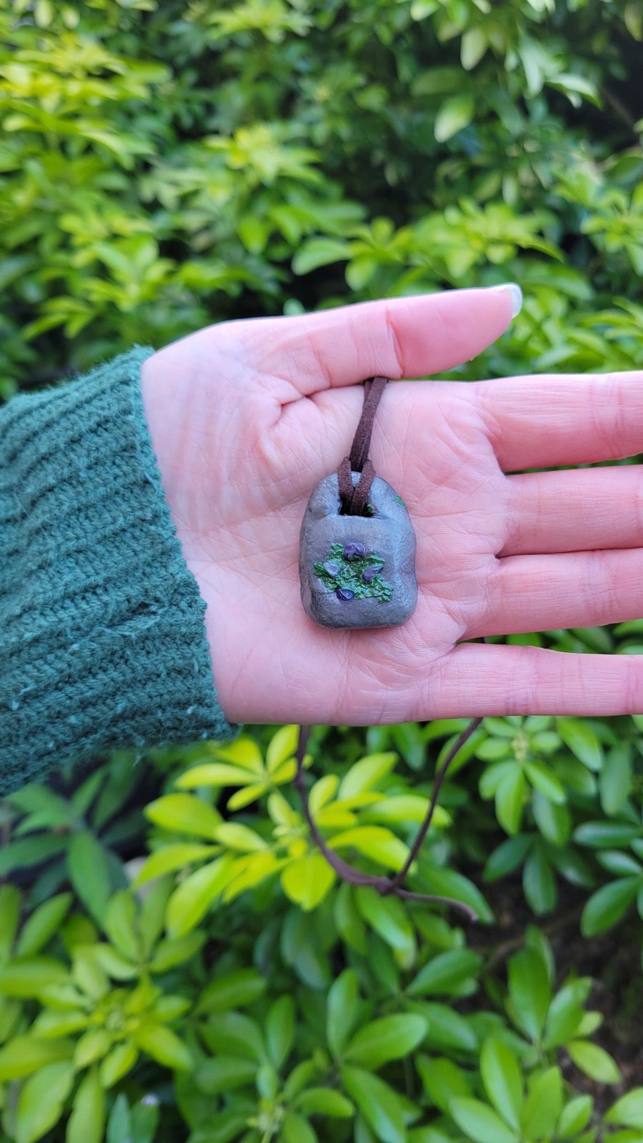 Polymer Clay Pendant, Realistic Stone Necklace, Amethyst Gemstone Jewellery