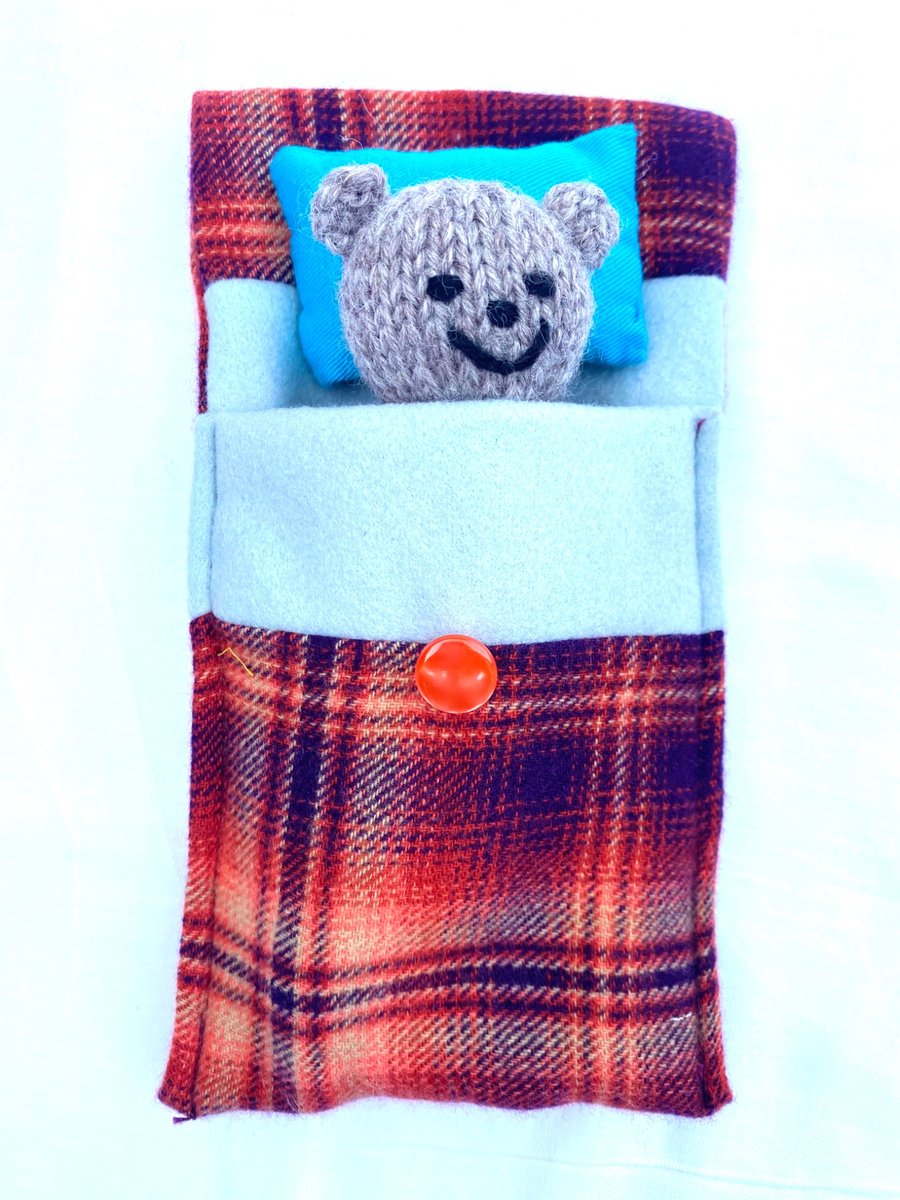 Hand knitted keep sake bear, postable gift