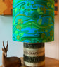Pop Art Blue Green WATER MUSIC Jonelle 60s 70s Vintage Fabric Lampshade option  - Image 3