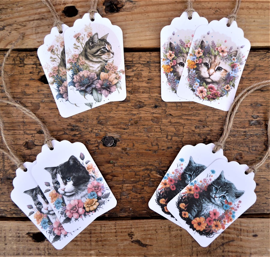 GT0093   Pack of 8 Gift Tags  Cute Cats