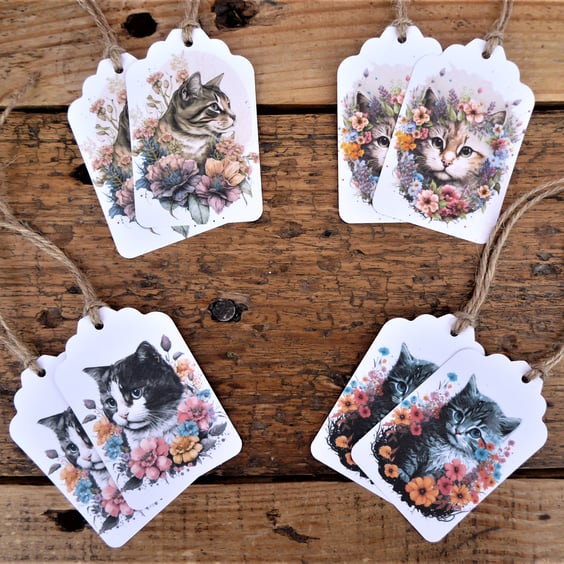 GT0093   Pack of 8 Gift Tags  Cute Cats