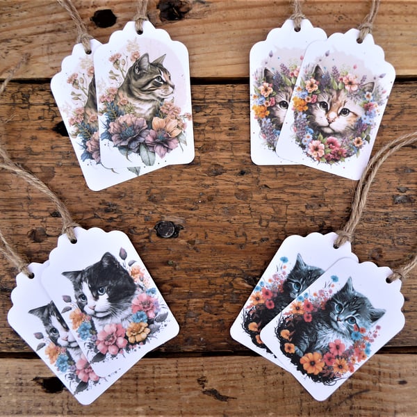 GT0093   Pack of 8 Gift Tags  Cute Cats