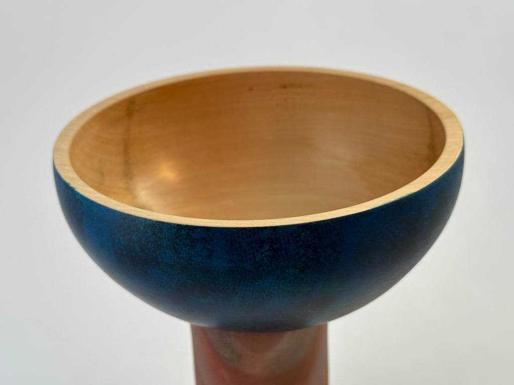 Sycamore bowl with stained outside.