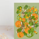 Rabbit pumpkin wildlife blank card