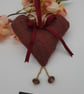 Heart hanger,  free uk delivery,  red wine, gold beads.  - Image 1