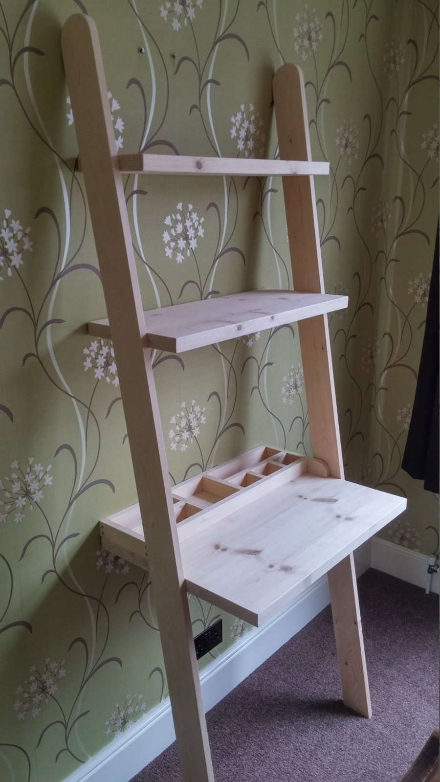 Lean to desk handmade wooden ladder desk with desk tidy